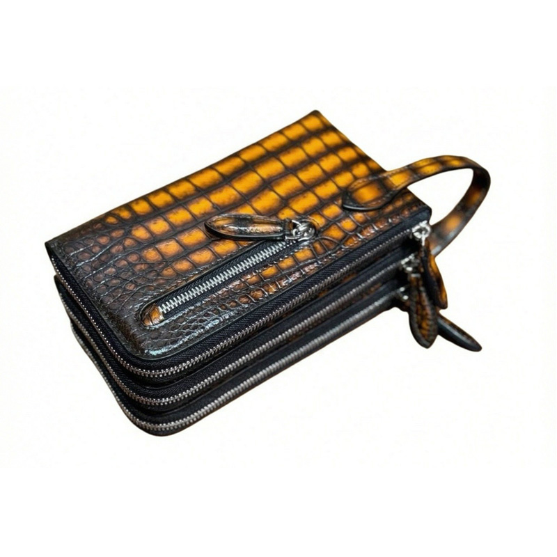 Crocodile-Embossed Genuine Leather Bag